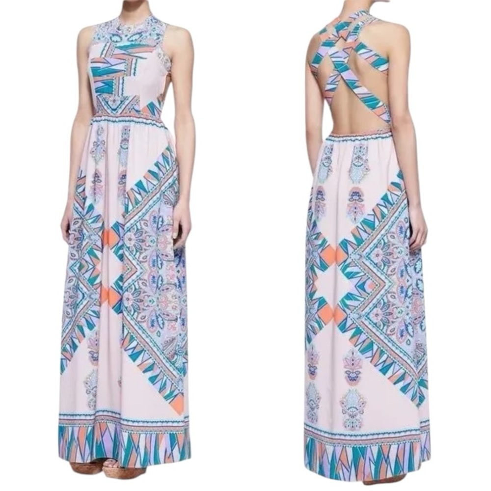 Lovers + Friends Kitty Cat Blush Multicolor Halter Maxi Sundress